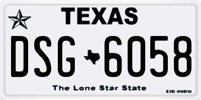 TX license plate DSG6058