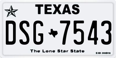 TX license plate DSG7543