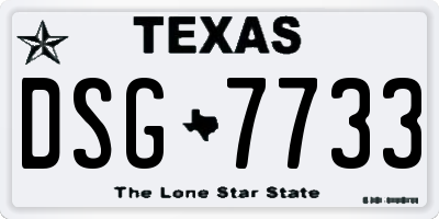 TX license plate DSG7733