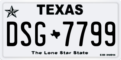 TX license plate DSG7799