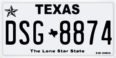 TX license plate DSG8874