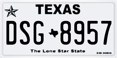 TX license plate DSG8957