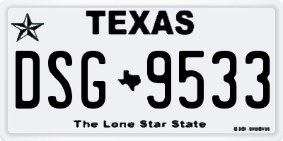 TX license plate DSG9533