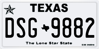 TX license plate DSG9882