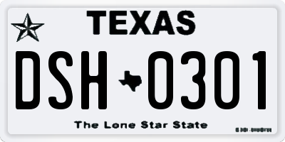 TX license plate DSH0301