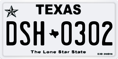 TX license plate DSH0302