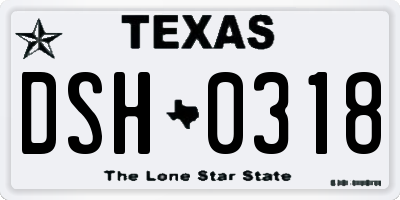 TX license plate DSH0318