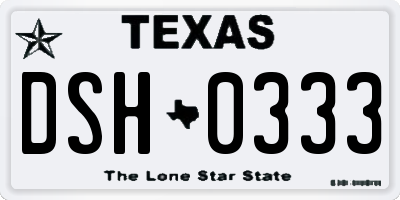 TX license plate DSH0333