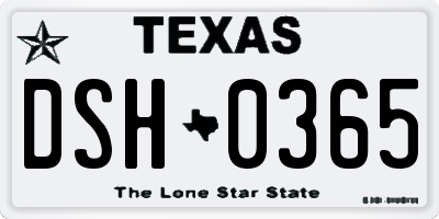 TX license plate DSH0365