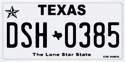 TX license plate DSH0385