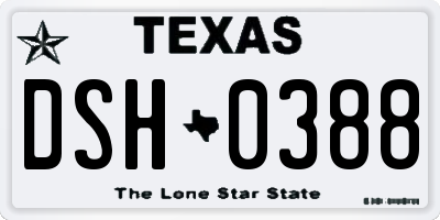 TX license plate DSH0388