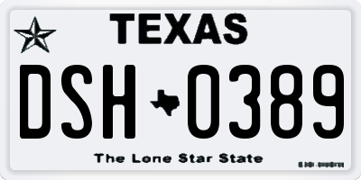 TX license plate DSH0389