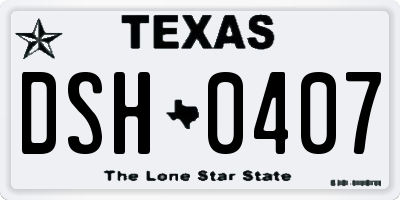 TX license plate DSH0407