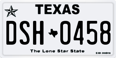 TX license plate DSH0458