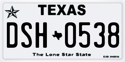 TX license plate DSH0538