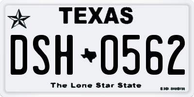 TX license plate DSH0562