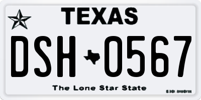 TX license plate DSH0567