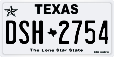 TX license plate DSH2754