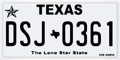 TX license plate DSJ0361