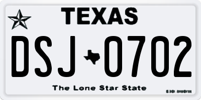 TX license plate DSJ0702