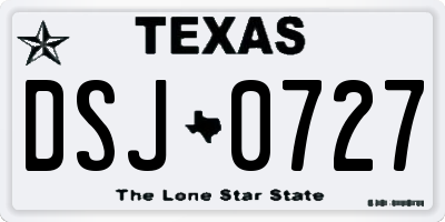 TX license plate DSJ0727