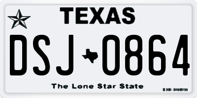 TX license plate DSJ0864