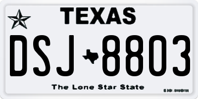 TX license plate DSJ8803