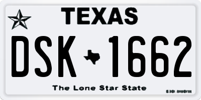 TX license plate DSK1662