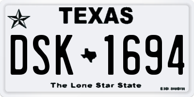 TX license plate DSK1694