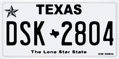 TX license plate DSK2804