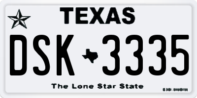 TX license plate DSK3335