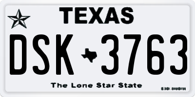 TX license plate DSK3763