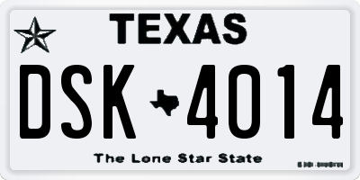 TX license plate DSK4014