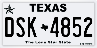 TX license plate DSK4852