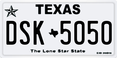 TX license plate DSK5050