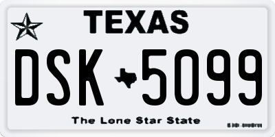 TX license plate DSK5099