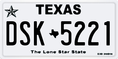 TX license plate DSK5221