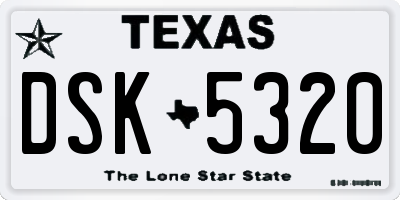 TX license plate DSK5320