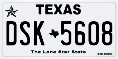 TX license plate DSK5608