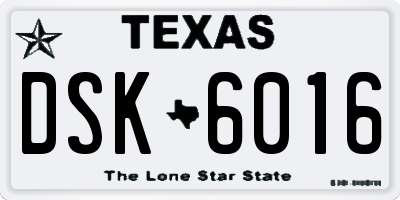 TX license plate DSK6016