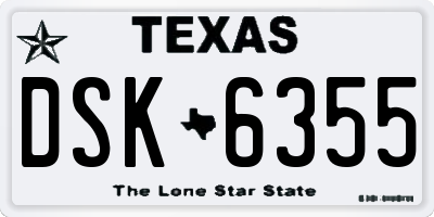 TX license plate DSK6355