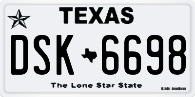 TX license plate DSK6698