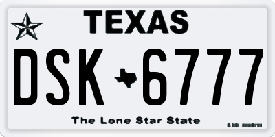 TX license plate DSK6777