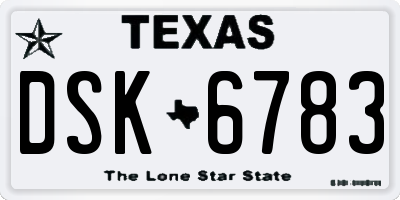 TX license plate DSK6783