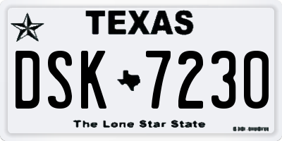 TX license plate DSK7230