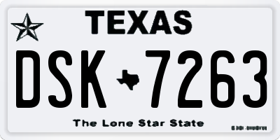 TX license plate DSK7263