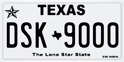 TX license plate DSK9000