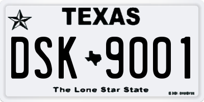 TX license plate DSK9001