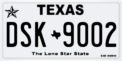 TX license plate DSK9002