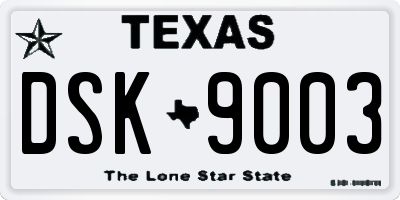 TX license plate DSK9003